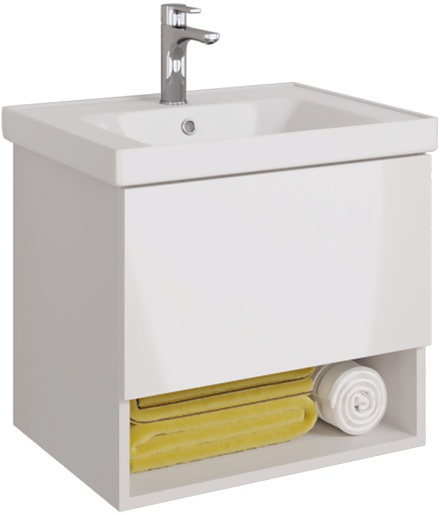 Dreja Тумба с раковиной Perfecto 60 подвесная белая – фото-1